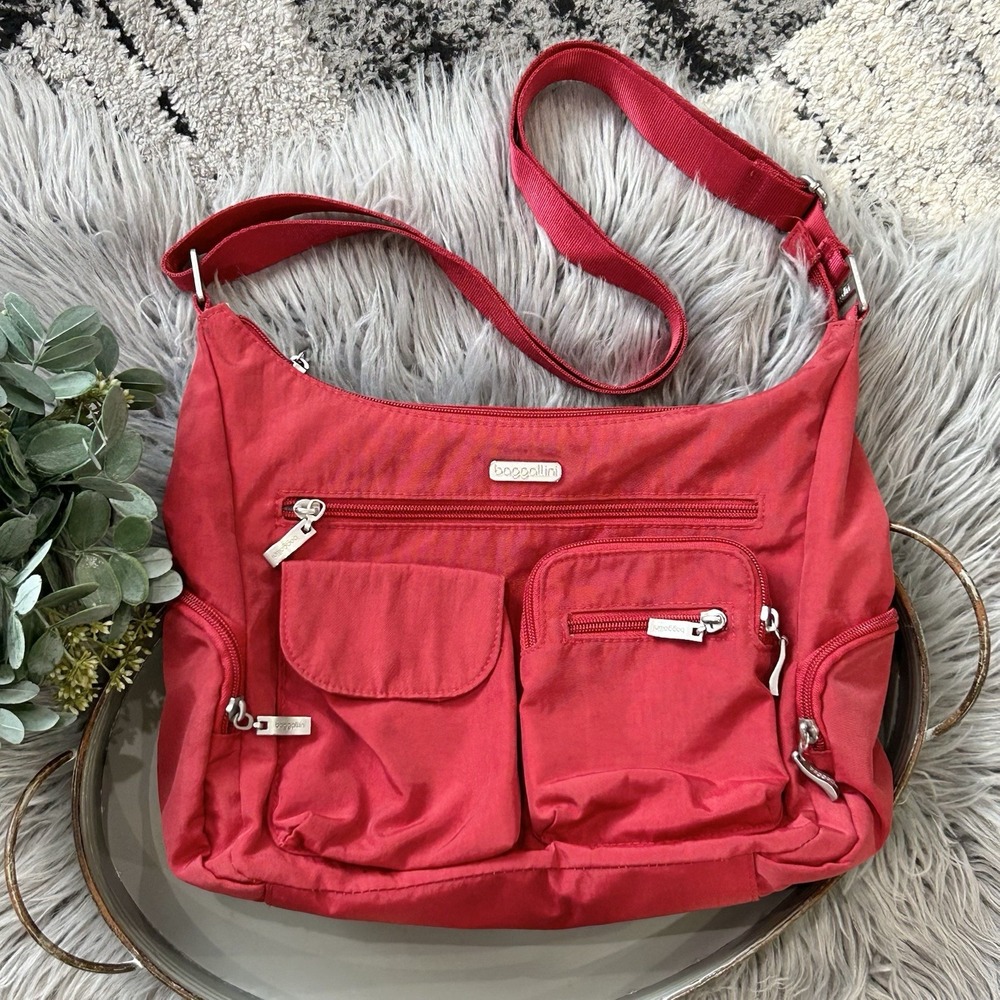 Baggallini Everywhere Bag Red Nylon Crossbody Travel Messenger Bag